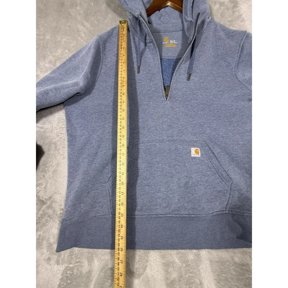 CARHARTT Men's 1/4 Zip Pullover Sweater 2XL Blue Hoodie